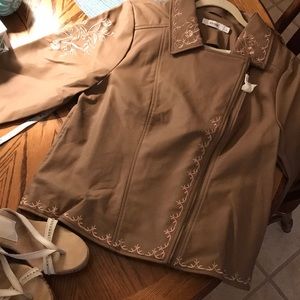 Faux Leather jacket taupe- brownish moto style